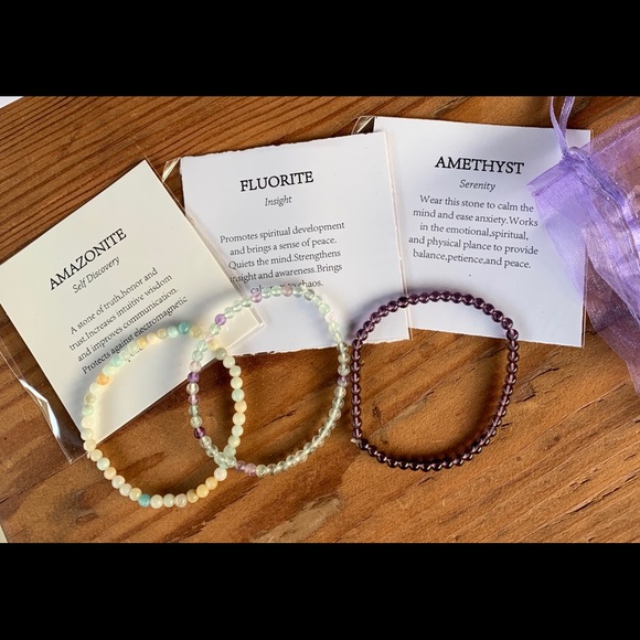 ✨SET OF STONE STACKING BRACELETS -AMETHYST 4mm✨ - Picture 4 of 7